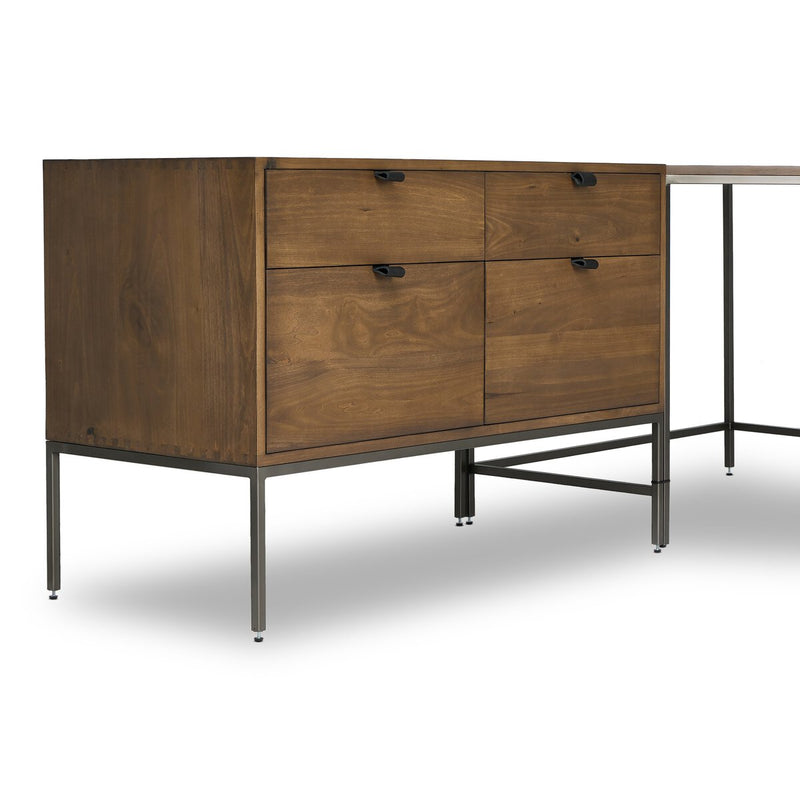 Trey Wide Filing Cabinet Desk System - Auburn Poplar