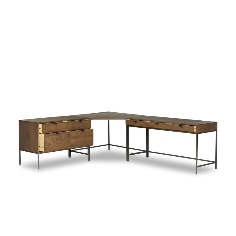 Trey Wide Filing Cabinet Desk System - Auburn Poplar
