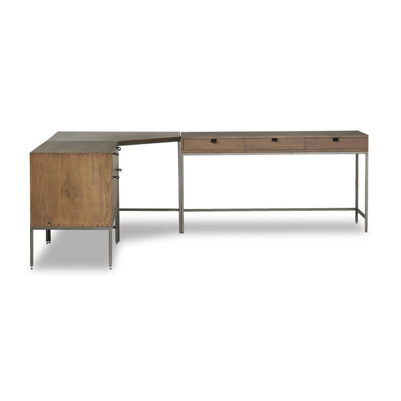 Trey Wide Filing Cabinet Desk System - Auburn Poplar