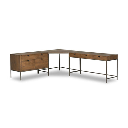 Trey Wide Filing Cabinet Desk System - Auburn Poplar