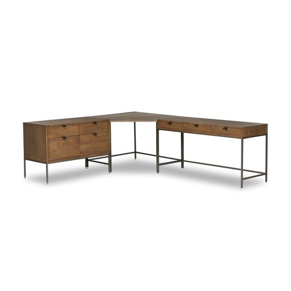 Trey Wide Filing Cabinet Desk System - Auburn Poplar