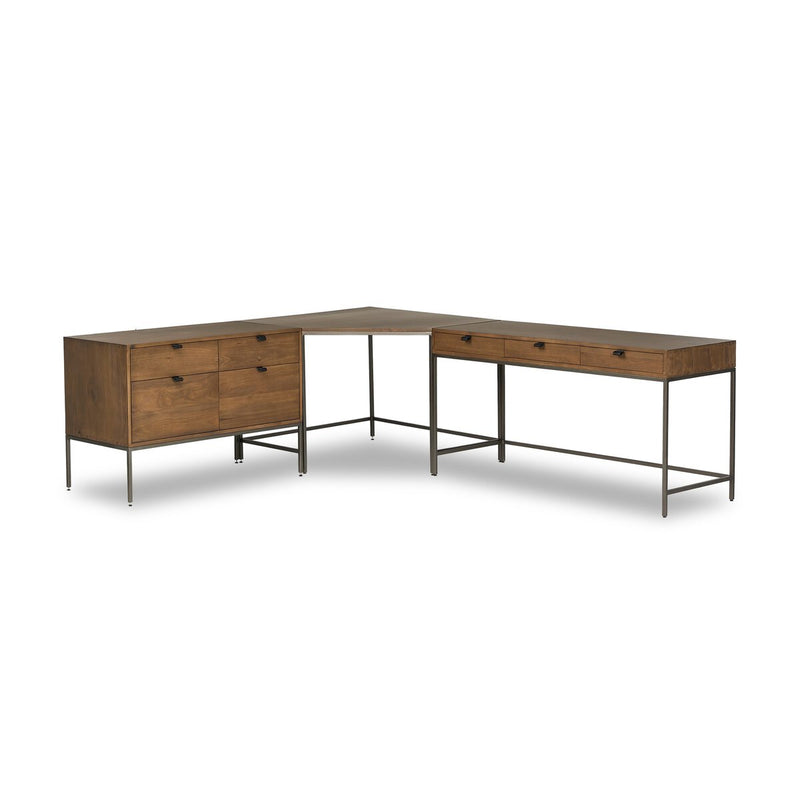 Trey Wide Filing Cabinet Desk System - Auburn Poplar