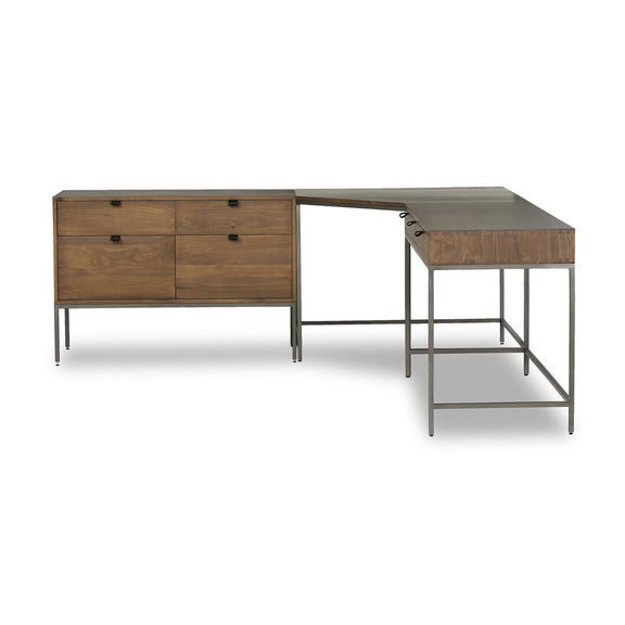 Trey Wide Filing Cabinet Desk System - Auburn Poplar