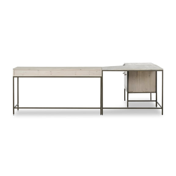 Trey Wide Filing Cabinet Desk System - Dove Poplar