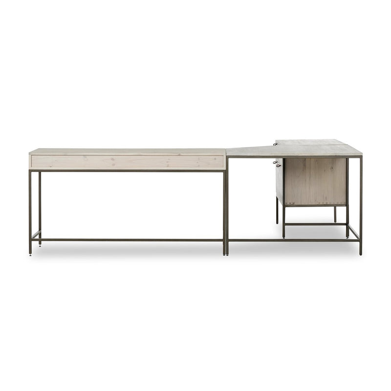 Trey Wide Filing Cabinet Desk System - Dove Poplar