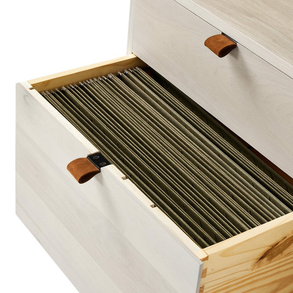 Trey Wide Filing Cabinet Desk System - Dove Poplar
