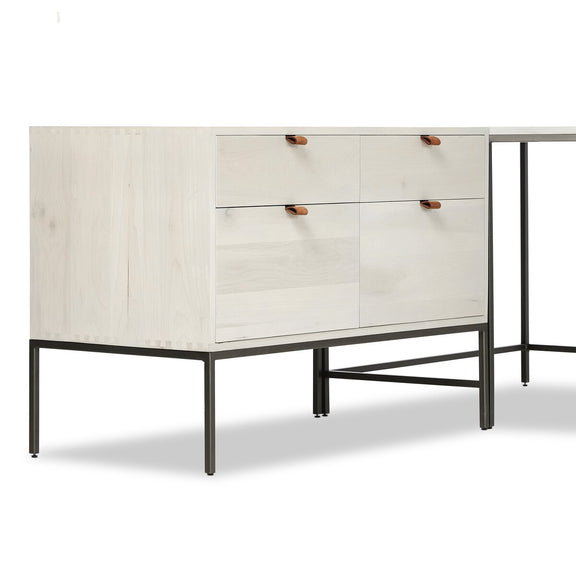 Trey Wide Filing Cabinet Desk System - Dove Poplar
