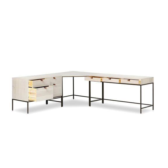 Trey Wide Filing Cabinet Desk System - Dove Poplar