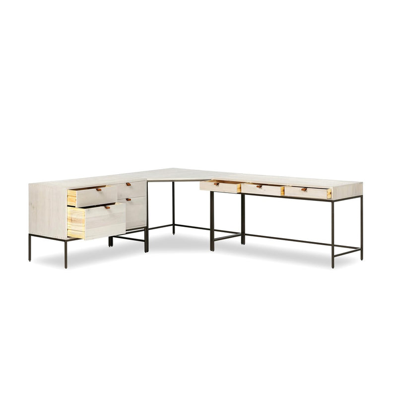 Trey Wide Filing Cabinet Desk System - Dove Poplar