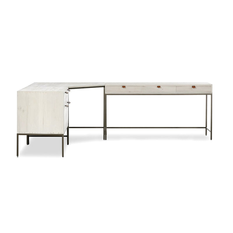 Trey Wide Filing Cabinet Desk System - Dove Poplar