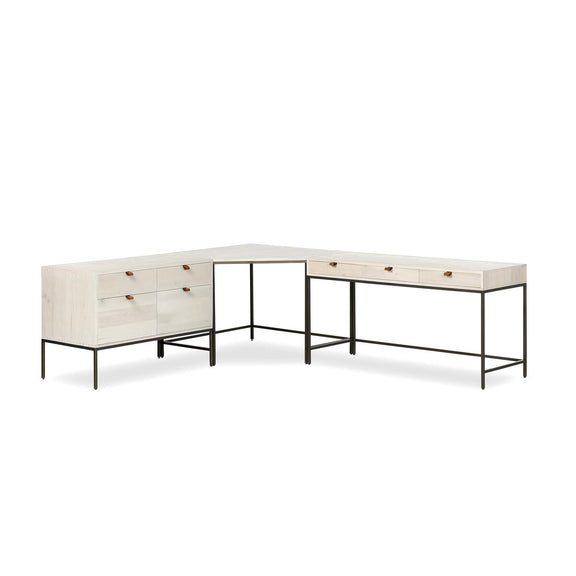Trey Wide Filing Cabinet Desk System - Dove Poplar