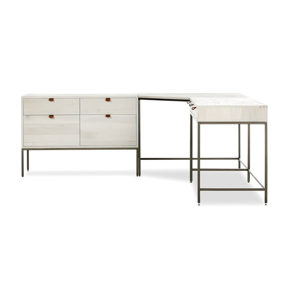 Trey Wide Filing Cabinet Desk System - Dove Poplar