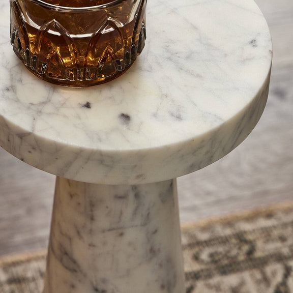 Mabel Nesting End Table - Veined White Marble