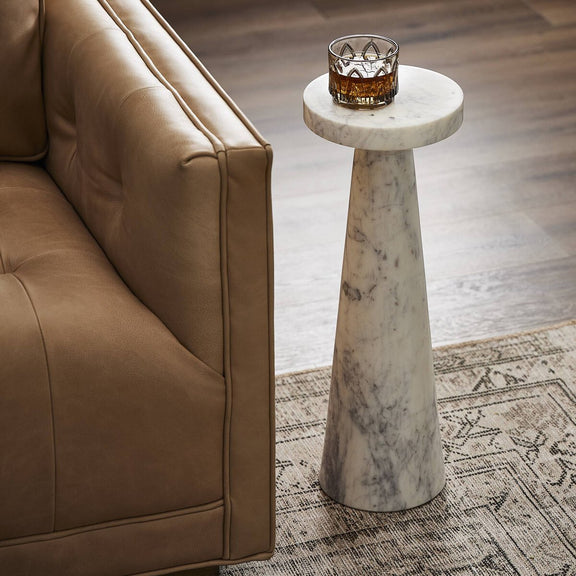 Mabel Nesting End Table - Veined White Marble