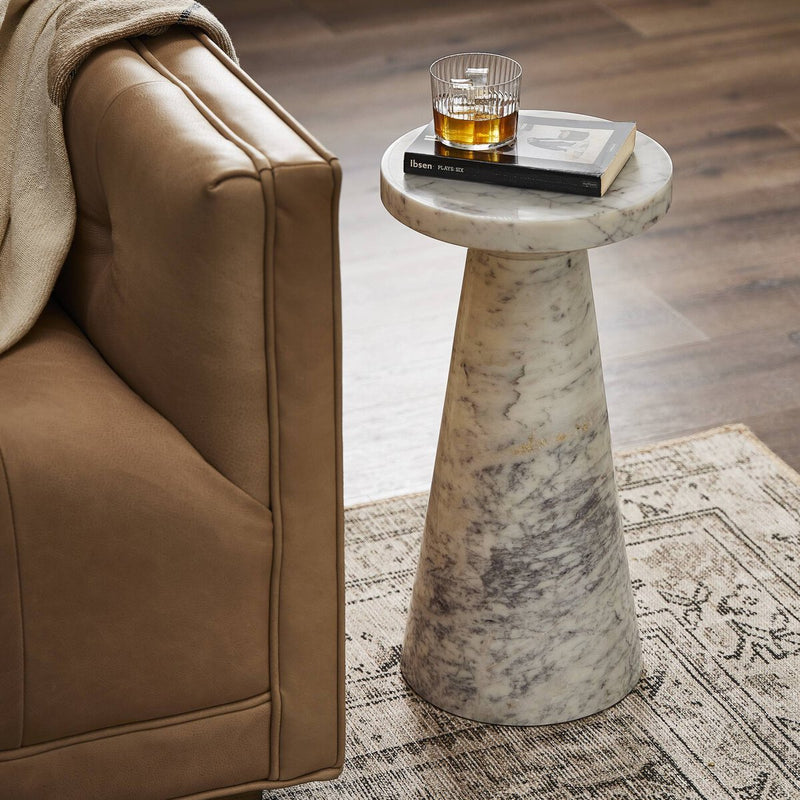 Mabel Nesting End Table - Veined White Marble