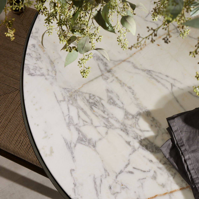 Balboa Outdoor Dining Table - Veined White Marble