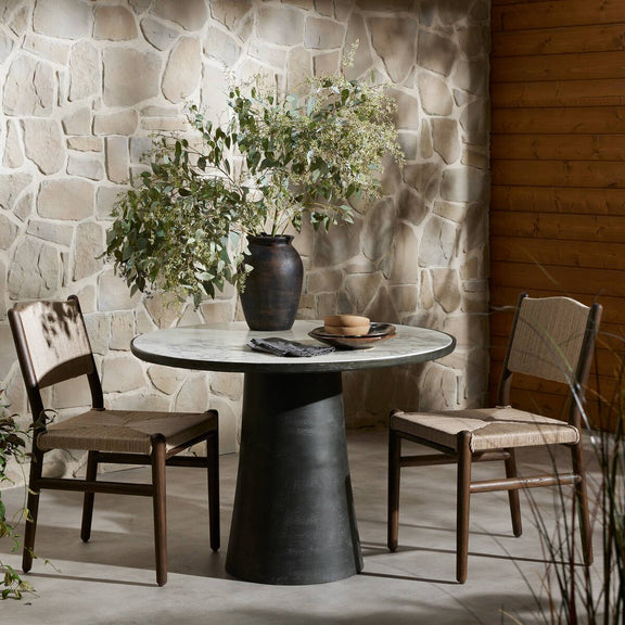 Balboa Outdoor Dining Table - Veined White Marble