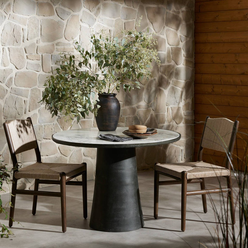 Balboa Outdoor Dining Table - Veined White Marble