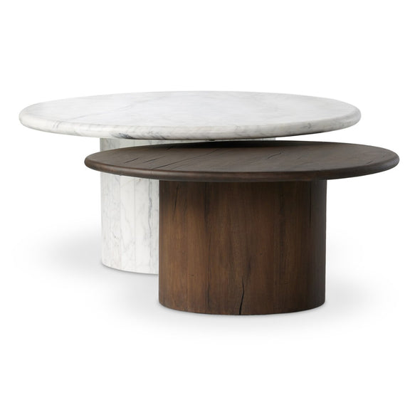 Stuart Nesting Coffee Table Set - Mix & Match - White Calacatta Marble