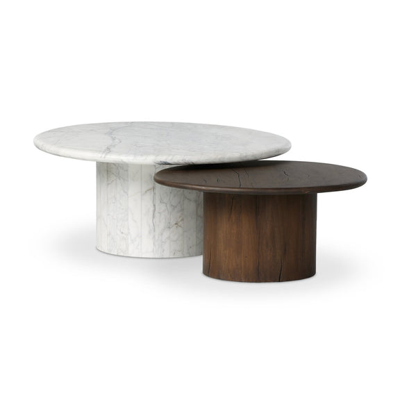 Stuart Nesting Coffee Table Set - Mix & Match - White Calacatta Marble