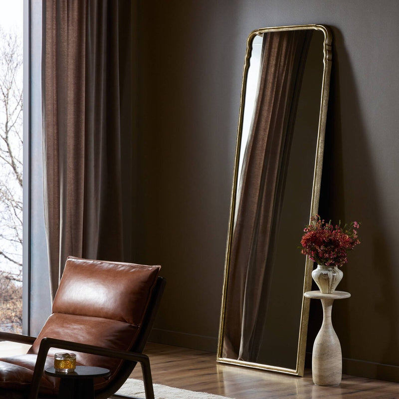 Loire Floor Mirror - Antiqued Gold Leaf