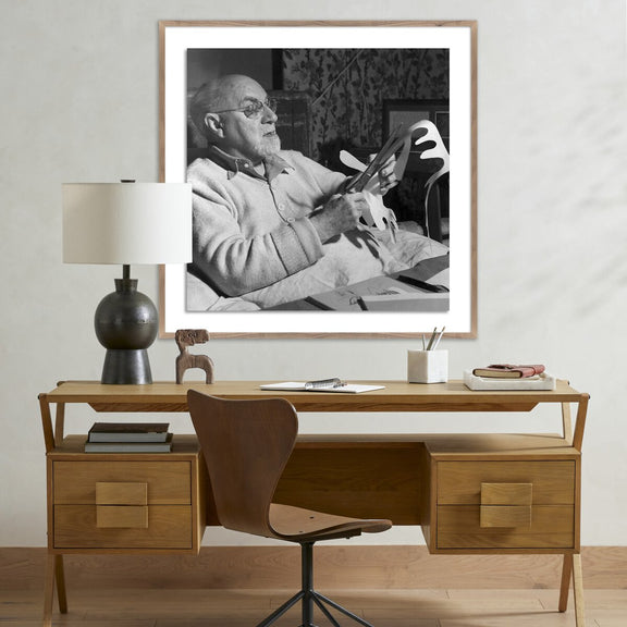 Henri Matisse Working On Paper Cut-Out - Rustic Walnut