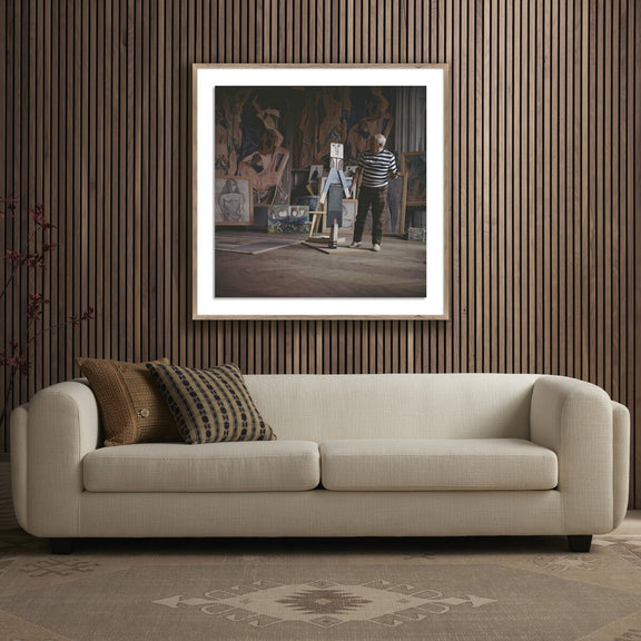 Pablo Picasso At Work by Getty Images - Rustic Walnut