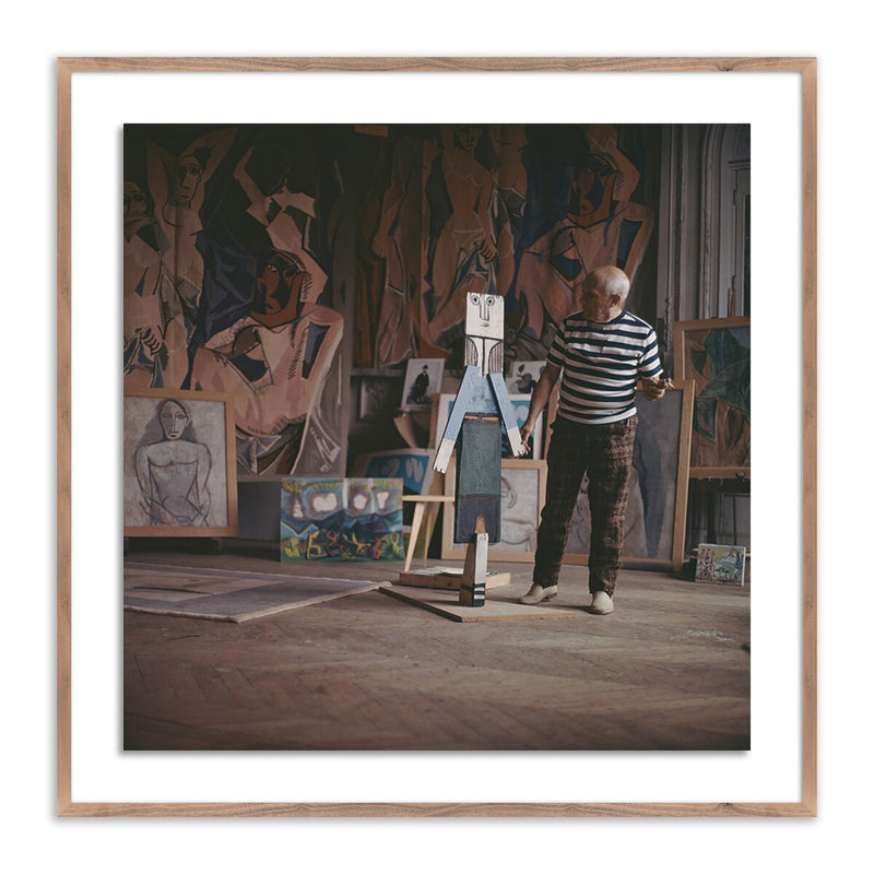 Pablo Picasso At Work by Getty Images - Rustic Walnut