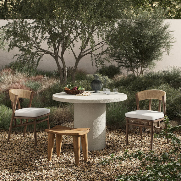 Otero Outdoor Round Dining Table - Matte Stone