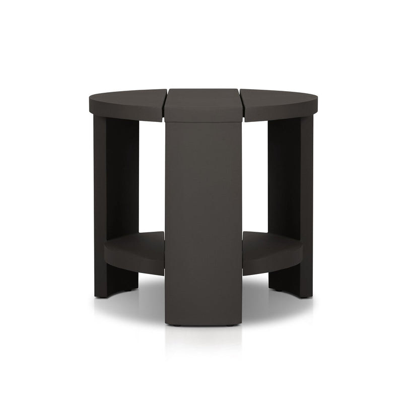 Roca Outdoor Round Metal End Table - Bronze