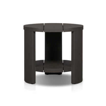 Roca Outdoor Round Metal End Table - Bronze