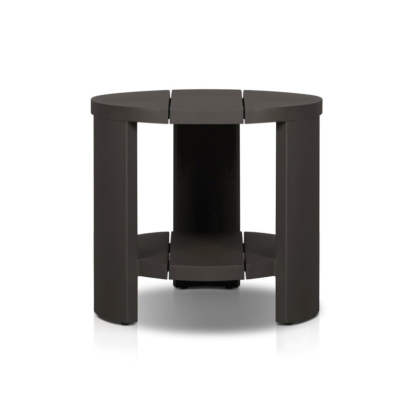 Roca Outdoor Round Metal End Table - Bronze