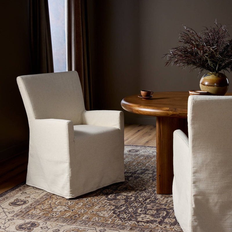 Vista Slipcovered Dining Armchair - Savile Flax