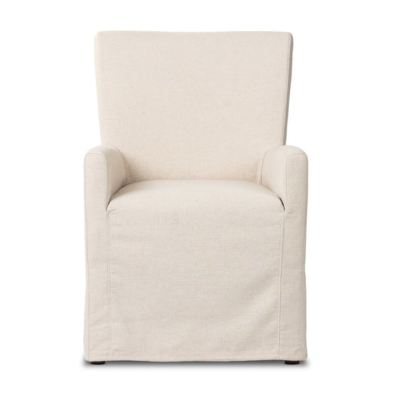 Vista Slipcovered Dining Armchair - Savile Flax
