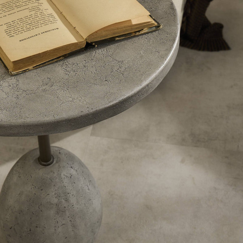 Emens Outdoor End Table - Aged Smoke Concrete