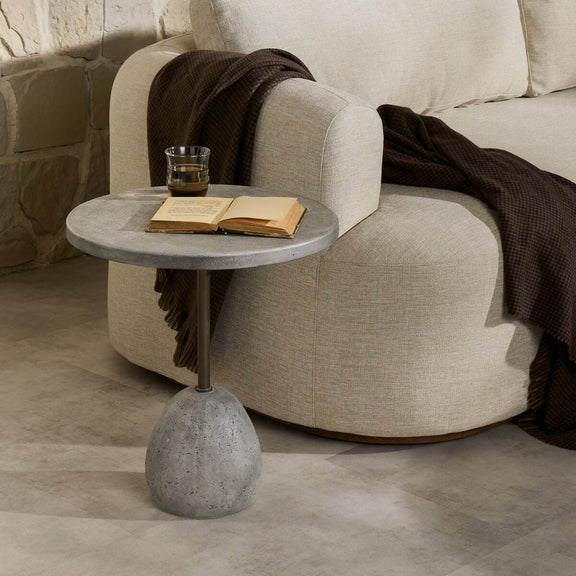 Emens Outdoor End Table - Aged Smoke Concrete