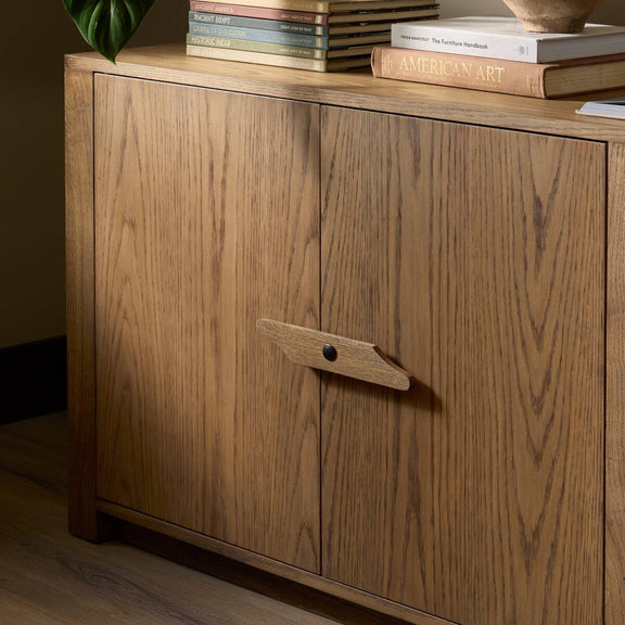 Bedford Media Console - Warm Natural Oak Veneer