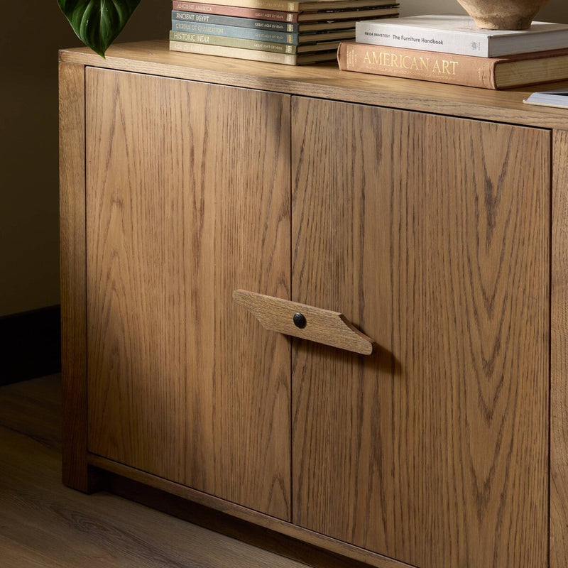 Bedford Media Console - Warm Natural Oak Veneer
