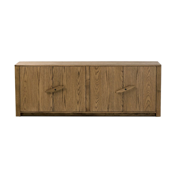 Bedford Media Console - Warm Natural Oak Veneer