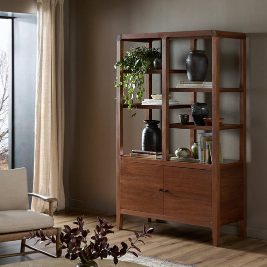 Hawkes Bookcase - Dark Walnut Solid