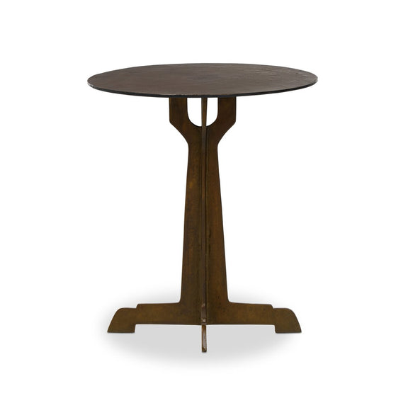 Malloy Outdoor End Table - Antiqued Brass Aluminum