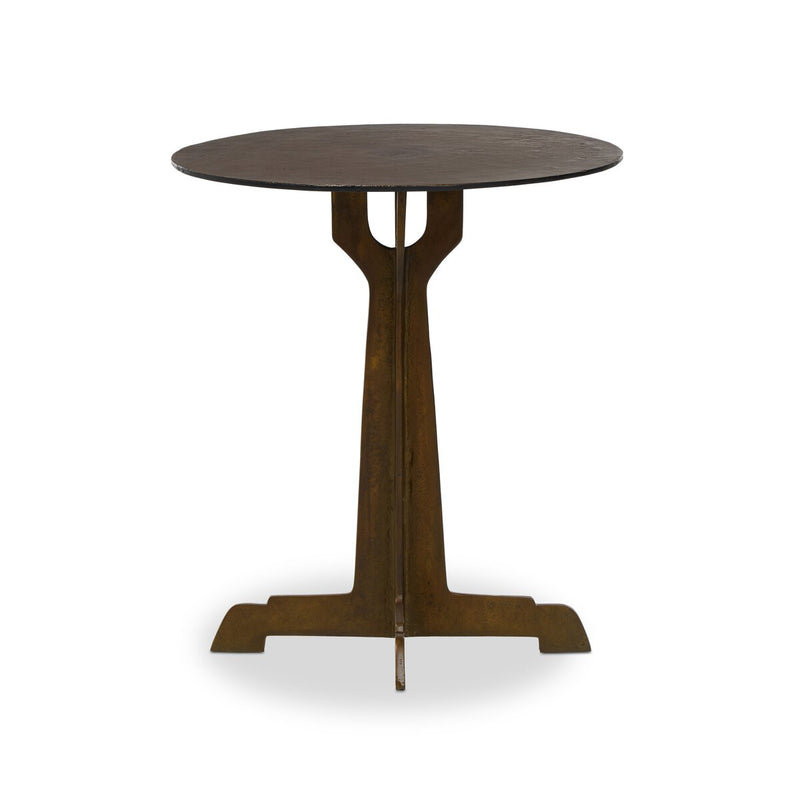 Malloy Outdoor End Table - Antiqued Brass Aluminum