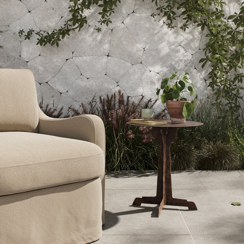 Malloy Outdoor End Table - Antiqued Brass Aluminum