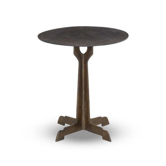 Malloy Outdoor End Table - Antiqued Brass Aluminum