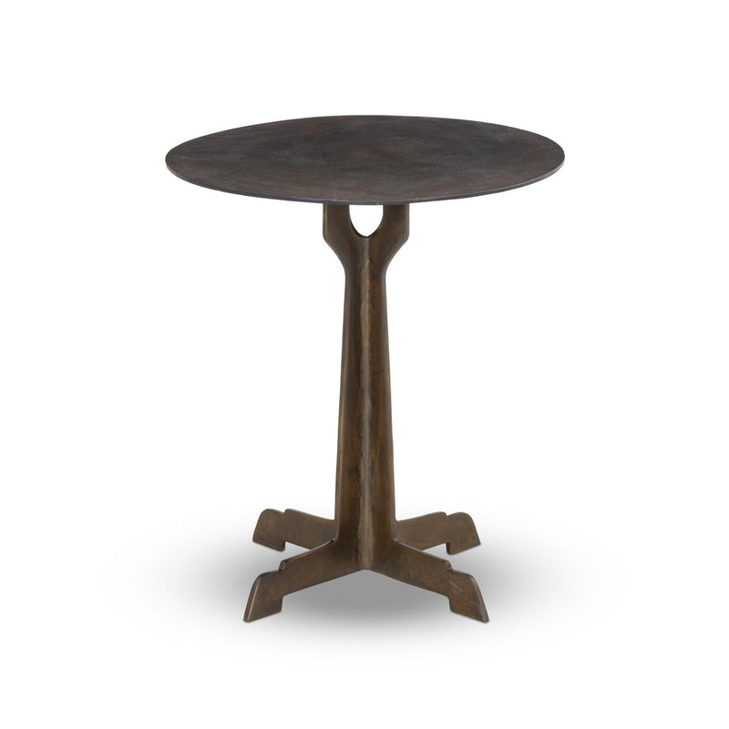 Malloy Outdoor End Table - Antiqued Brass Aluminum