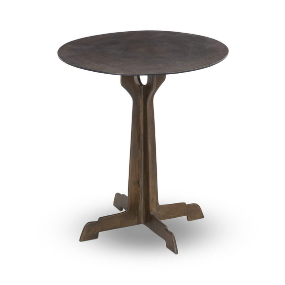 Malloy Outdoor End Table - Antiqued Brass Aluminum