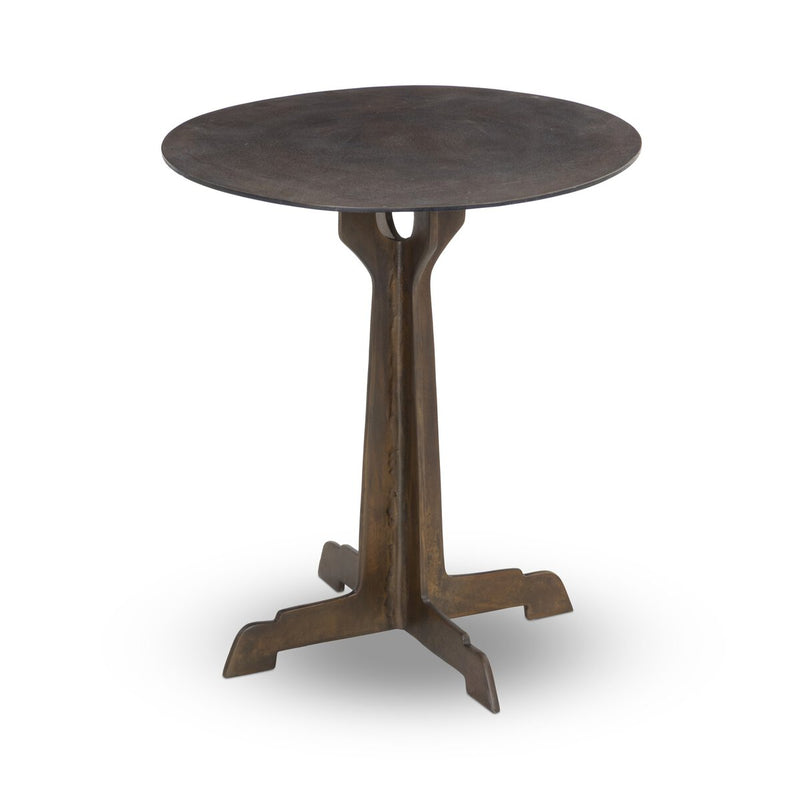 Malloy Outdoor End Table - Antiqued Brass Aluminum