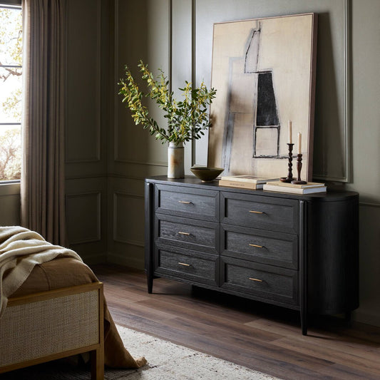 Tolle 6 Drawer Dresser - Drifted Matte Black Veneer