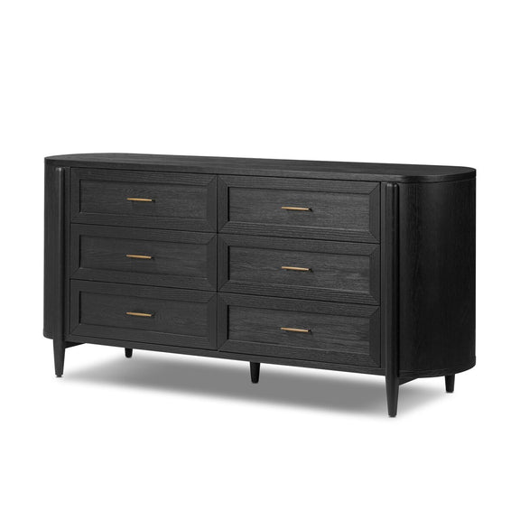 Tolle 6 Drawer Dresser - Drifted Matte Black Veneer