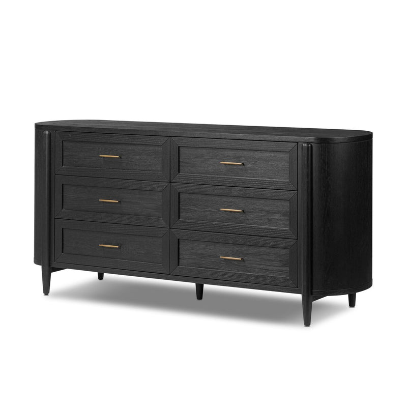 Tolle 6 Drawer Dresser - Drifted Matte Black Veneer